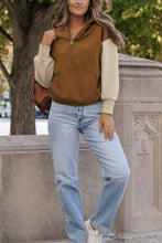 Load image into Gallery viewer, Contrast Half Zip Long Sleeve Hoodie