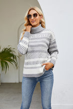 Load image into Gallery viewer, Geometric Turtleneck Long Sleeve Sweater