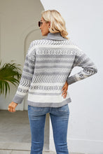 Load image into Gallery viewer, Geometric Turtleneck Long Sleeve Sweater