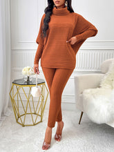 Load image into Gallery viewer, Turtleneck Batwing Sleeve Top and Pants Set