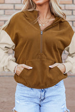 Load image into Gallery viewer, Contrast Half Zip Long Sleeve Hoodie