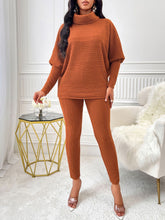 Load image into Gallery viewer, Turtleneck Batwing Sleeve Top and Pants Set