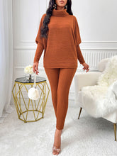 Load image into Gallery viewer, Turtleneck Batwing Sleeve Top and Pants Set