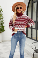 Load image into Gallery viewer, Geometric Turtleneck Long Sleeve Sweater