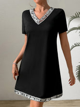 Load image into Gallery viewer, Sequin V-Neck Short Sleeve Mini Dress