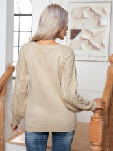 Load image into Gallery viewer, Cable-Knit Round Neck Buttoned Sweater