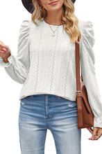 Load image into Gallery viewer, Round Neck Puff Sleeve Blouse