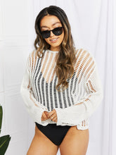 Load image into Gallery viewer, Long Sleeve Round Neck Openwork Cover-Up