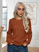 Load image into Gallery viewer, Cable-Knit Round Neck Long Sleeve Sweater