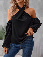 Load image into Gallery viewer, Grecian Cold Shoulder Long Sleeve Blouse