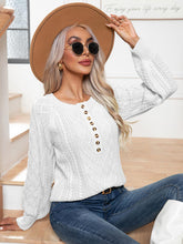 Load image into Gallery viewer, Cable-Knit Round Neck Buttoned Sweater