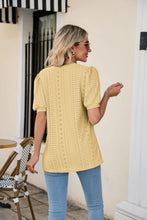 Load image into Gallery viewer, Eyelet Puff Sleeve V-Neck Top