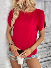 Load image into Gallery viewer, Round Neck Slit Short Sleeve Top