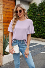 Load image into Gallery viewer, Pleated Flutter Sleeve Round Neck Blouse