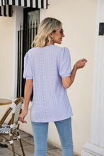 Load image into Gallery viewer, Eyelet Puff Sleeve V-Neck Top
