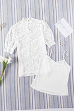 Load image into Gallery viewer, Lace Scalloped Short Puff Sleeve Top