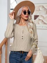 Load image into Gallery viewer, Cable-Knit Round Neck Buttoned Sweater