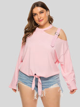 Load image into Gallery viewer, Plus Size Cold-Shoulder Tied Top