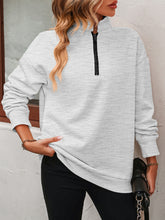 Load image into Gallery viewer, Zip-Up Dropped Shoulder Sweatshirt