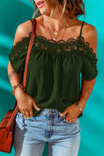 Load image into Gallery viewer, Spaghetti Strap Cold-Shoulder Lace Trim Blouse