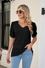 Load image into Gallery viewer, Eyelet Puff Sleeve V-Neck Top