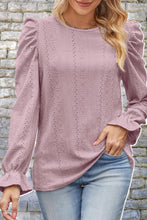 Load image into Gallery viewer, Round Neck Puff Sleeve Blouse