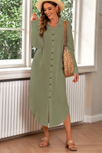 Load image into Gallery viewer, Button Up Long Sleeve Shirt Dress