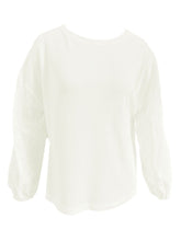 Load image into Gallery viewer, Openwork Dropped Shoulder Boat Neck Blouse