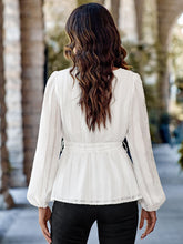 Load image into Gallery viewer, V-Neck Tie Waist Long Sleeve Blouse