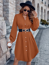 Load image into Gallery viewer, Notched Neck Long Sleeve Dress
