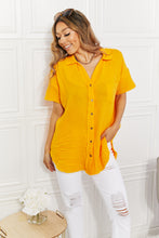 Load image into Gallery viewer, Zenana Full Size Summer Breeze Gauze Short Sleeve Shirt in Mustard