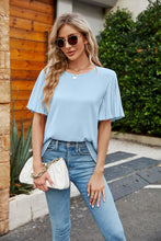 Load image into Gallery viewer, Pleated Flutter Sleeve Round Neck Blouse