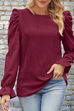 Load image into Gallery viewer, Round Neck Puff Sleeve Blouse