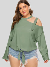Load image into Gallery viewer, Plus Size Cold-Shoulder Tied Top