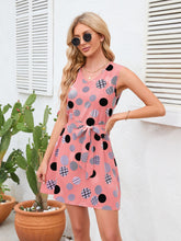 Load image into Gallery viewer, Tied Polka Dot V-Neck Dress