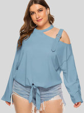 Load image into Gallery viewer, Plus Size Cold-Shoulder Tied Top