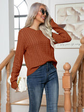 Load image into Gallery viewer, Cable-Knit Round Neck Long Sleeve Sweater