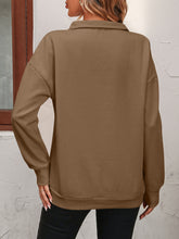 Load image into Gallery viewer, Zip-Up Dropped Shoulder Sweatshirt