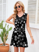 Load image into Gallery viewer, Tied Polka Dot V-Neck Dress