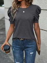 Load image into Gallery viewer, Round Neck Puff Sleeve T-Shirt
