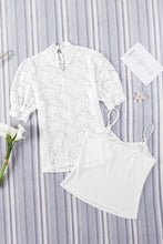 Load image into Gallery viewer, Lace Scalloped Short Puff Sleeve Top