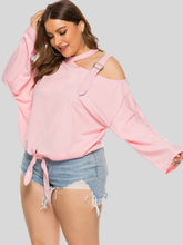 Load image into Gallery viewer, Plus Size Cold-Shoulder Tied Top