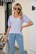 Load image into Gallery viewer, Eyelet Puff Sleeve V-Neck Top