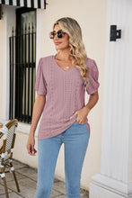 Load image into Gallery viewer, Eyelet Puff Sleeve V-Neck Top