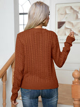 Load image into Gallery viewer, Cable-Knit Round Neck Long Sleeve Sweater