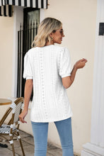 Load image into Gallery viewer, Eyelet Puff Sleeve V-Neck Top