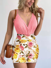 Load image into Gallery viewer, Surplice Spaghetti Strap Top and Printed Mini Skirt Set