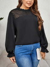 Load image into Gallery viewer, Plus Size Round Neck Flounce Sleeve Blouse