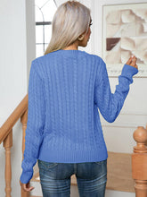 Load image into Gallery viewer, Cable-Knit Round Neck Long Sleeve Sweater