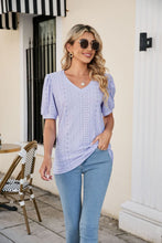 Load image into Gallery viewer, Eyelet Puff Sleeve V-Neck Top